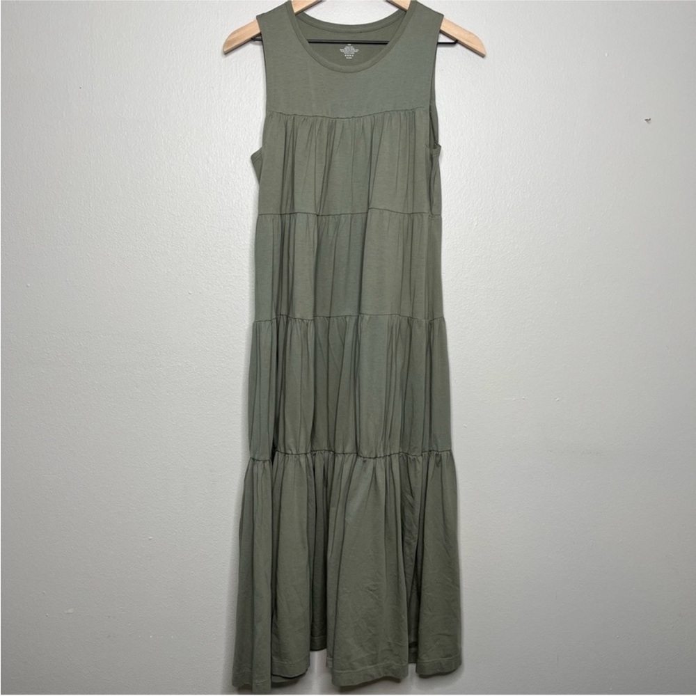 Summersalt Women Midi Dress Medium Luxe Pima Cotton Tiered Boho Cottage Core